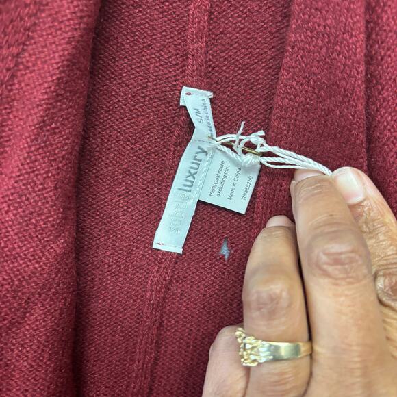 Subtle Luxury Cashmere Drapey Shawl Cardigan Fringe Knit Womens Small Read Below - Picture 5 of 9